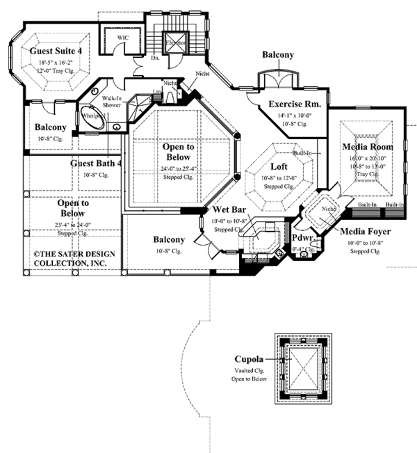 Mediterranean Floor Plan - Upper Floor Plan #930-327