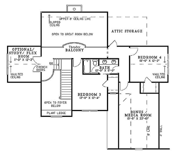 Dream House Plan - Country Floor Plan - Upper Floor Plan #17-2678