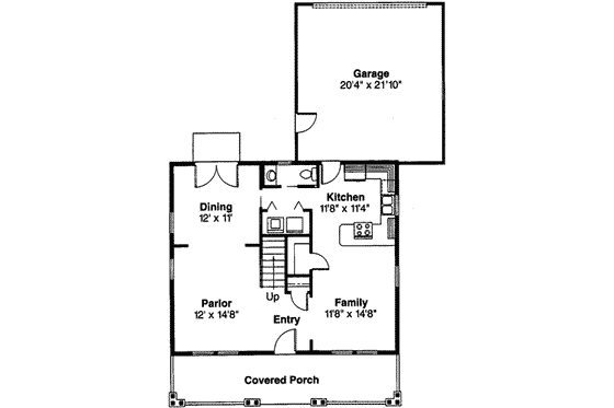 Floor Plan - Main Floor for Cottage House Plan #124-306 - 3 bed, 2.5 bath