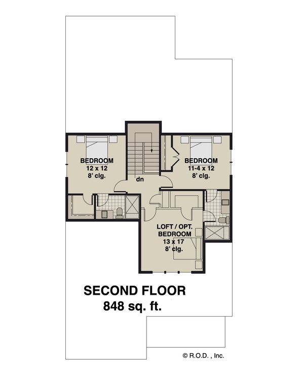 Farmhouse Floor Plan - Upper Floor Plan #51-1251