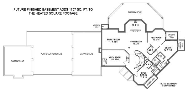Architectural House Design - European Floor Plan - Lower Floor Plan #119-432