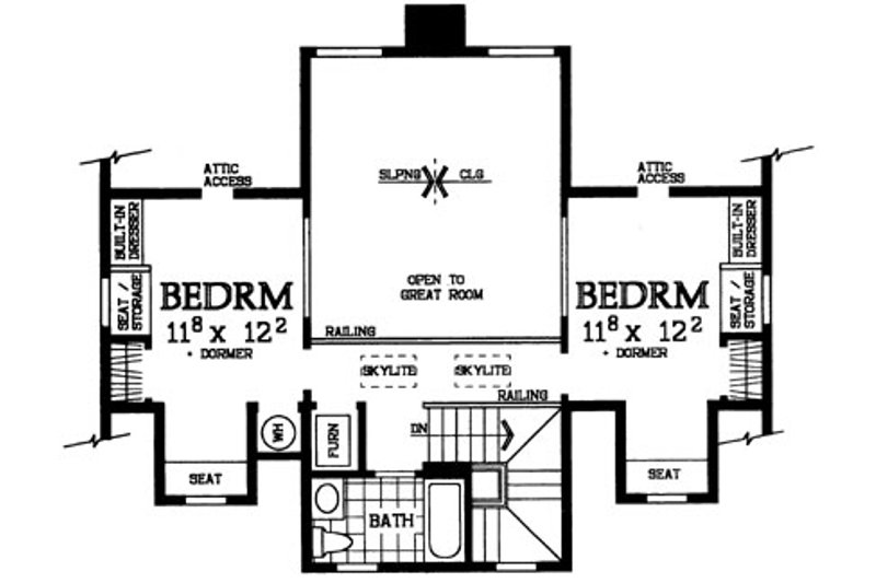 Dream House Plan - Floor Plan - Upper Floor for Country House Plan #72-484 - 3 bed, 2 bath
