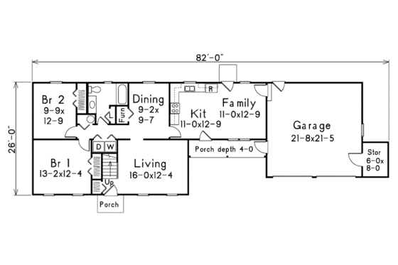 Floor Plan - Main Floor for Country House Plan #57-520 - 4 bed, 2 bath