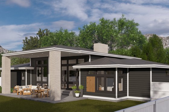 Exterior - Rear Elevation 2 for Contemporary House Plan #1060-273 - 3 bed, 2.5 bath