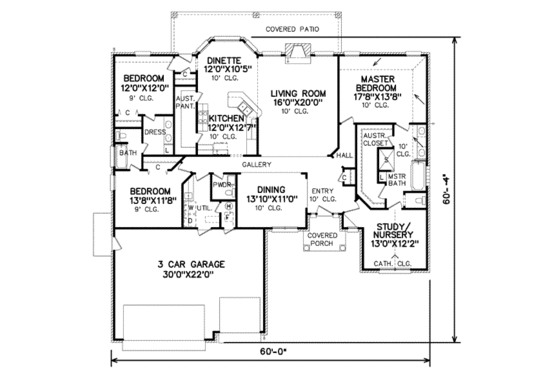 Floor Plan - Main Floor for Traditional House Plan #65-331 - 4 bed, 2.5 bath