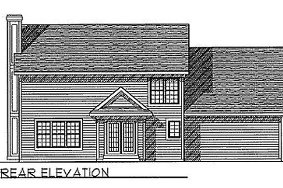 Exterior - Rear Elevation for Traditional House Plan #70-308 - 4 bed, 2.5 bath