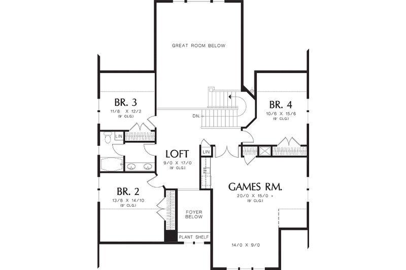 Home Plan - Upper Level Floor Plan - 3400 square foot Craftsman home