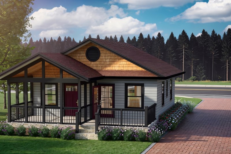 Architectural House Design - Exterior - Rear Elevation for Bungalow House Plan #30-373 - 2 bed, 1 bath