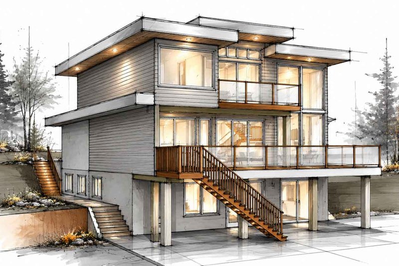 Architectural House Design - Exterior - Other Elevation 4 for Contemporary House Plan #1101-69 - 3 bed, 3.5 bath