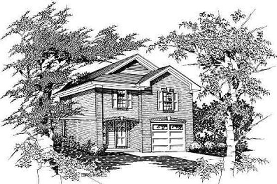 Exterior - Front Elevation for European House Plan #329-193 - 3 bed, 2 bath