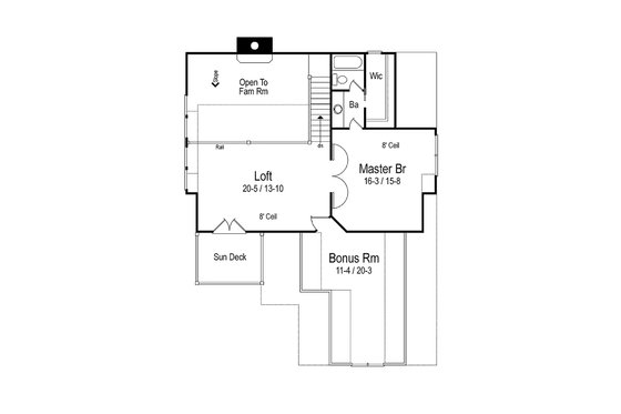Floor Plan - Upper Floor for Cottage House Plan #71-108 - 3 bed, 2 bath