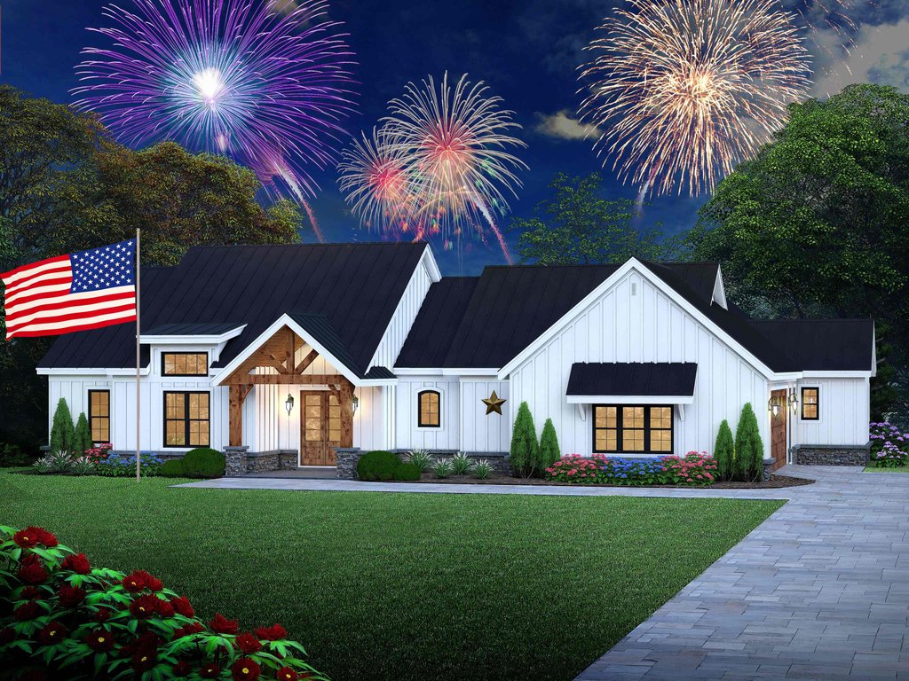 Exterior - Front Elevation 2 for Farmhouse House Plan #932-1212 - 4 bed, 2.5 bath