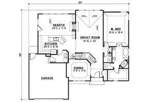 Floor Plan - Main Floor for Traditional House Plan #67-405 - 4 bed, 2.5 bath