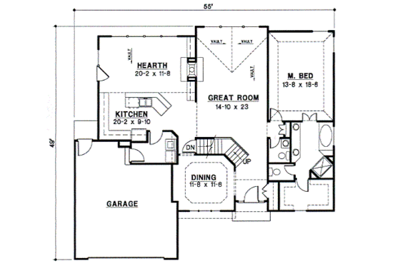Floor Plan - Main Floor for Traditional House Plan #67-405 - 4 bed, 2.5 bath