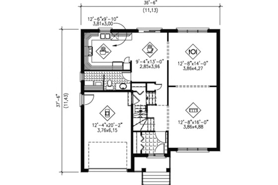 Floor Plan - Main Floor for Traditional House Plan #25-4254 - 3 bed, 1.5 bath