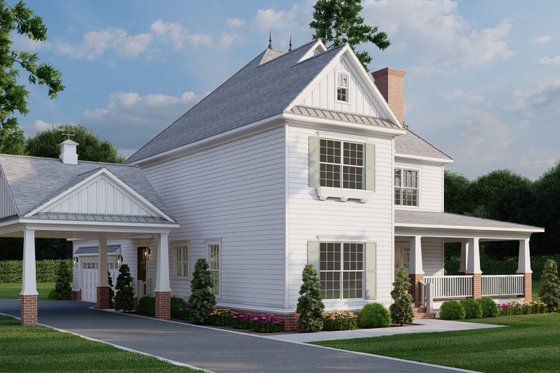 Exterior - Front Elevation 3 for Classical House Plan #17-2855 - 5 bed, 3.5 bath