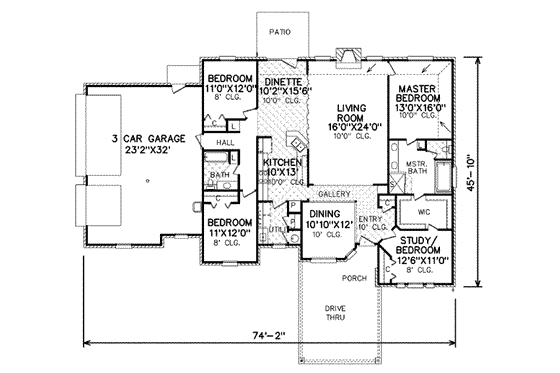 Floor Plan - Main Floor for Traditional House Plan #65-469 - 4 bed, 2 bath