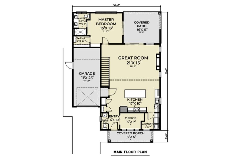 Home Plan - Floor Plan - Main Floor for Contemporary House Plan #1070-239 - 3 bed, 2.5 bath