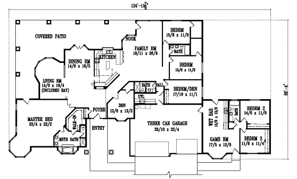 Adobe / Southwestern Floor Plan - Main Floor Plan #1-1115