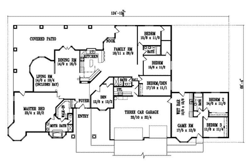 House Design - Floor Plan - Main Floor for Adobe / Southwestern House Plan #1-1115 - 6 bed, 4 bath