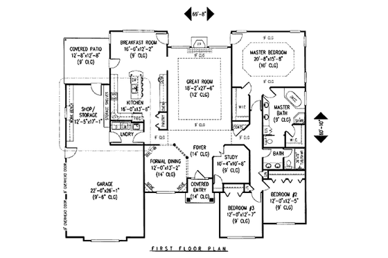 Floor Plan - Main Floor for European House Plan #11-115 - 3 bed, 2 bath