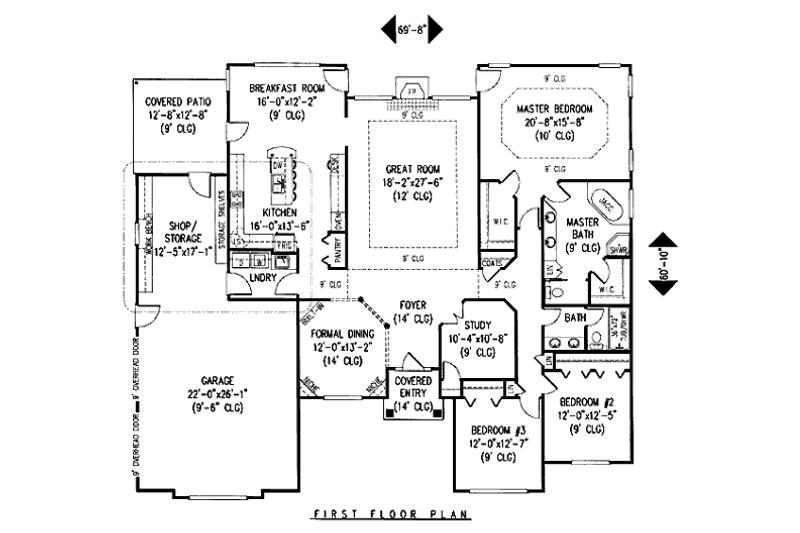 Dream House Plan - Floor Plan - Main Floor for European House Plan #11-115 - 3 bed, 2 bath