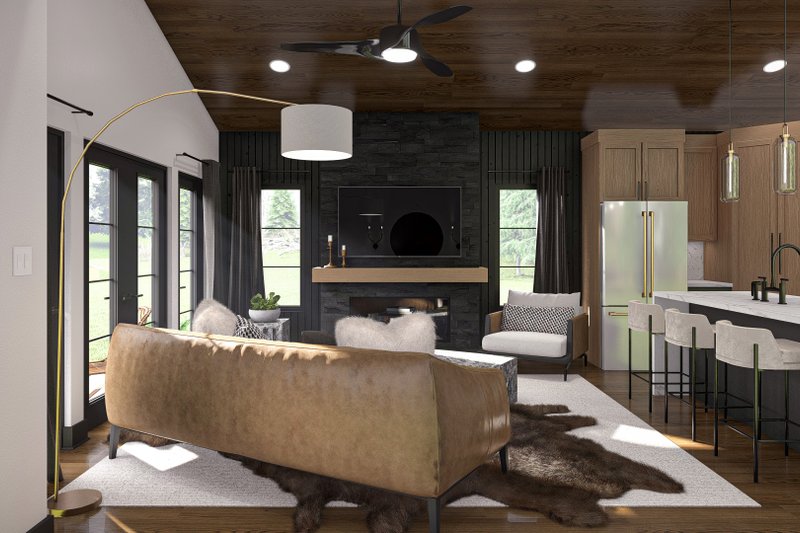 House Blueprint - Interior - Family Room 1 for Modern House Plan #455-441 - 1 bed, 1 bath