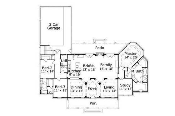 Floor Plan - Main Floor for European House Plan #411-469 - 3 bed, 2.5 bath