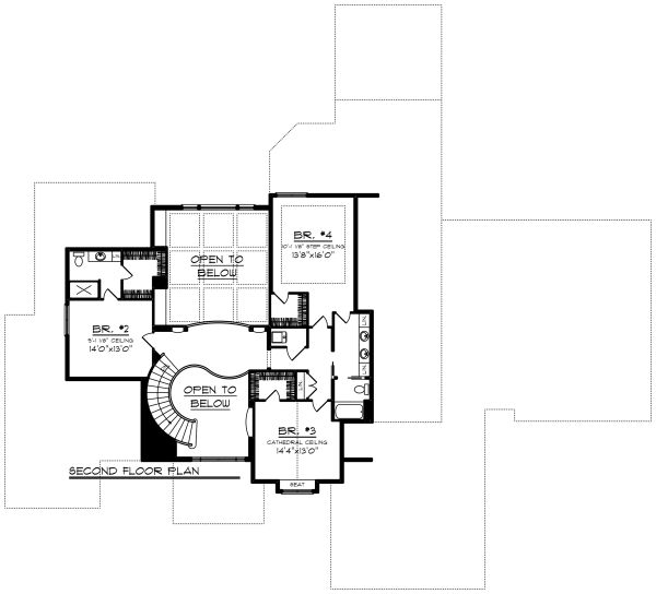 Architectural House Design - Traditional Floor Plan - Upper Floor Plan #70-1297