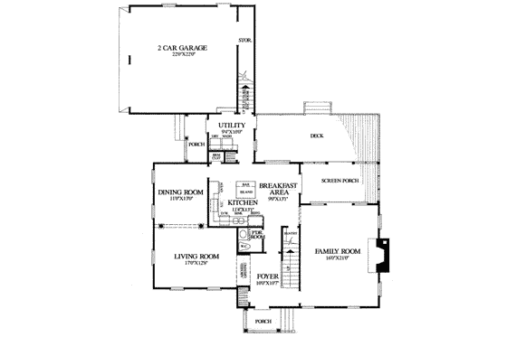 Floor Plan - Main Floor for Colonial House Plan #137-215 - 3 bed, 2 bath