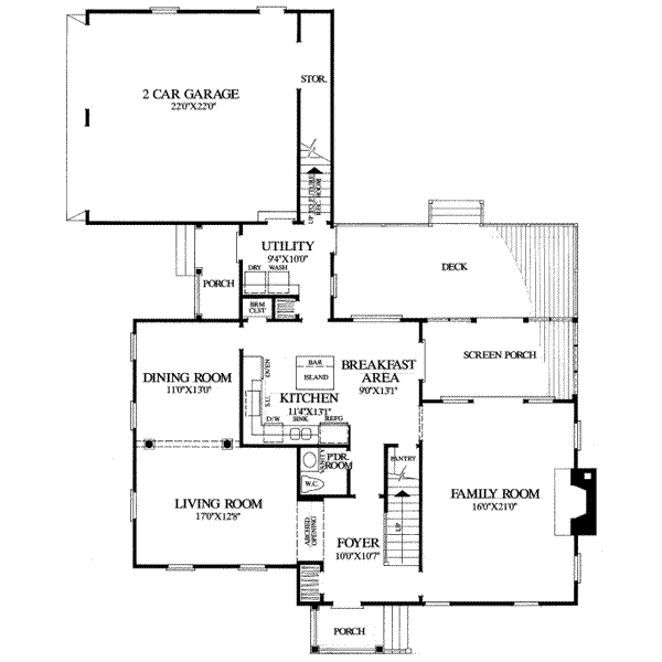 Home Plan - Colonial Floor Plan - Main Floor Plan #137-215