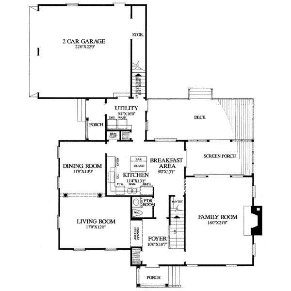 Architectural House Design - Colonial Floor Plan - Main Floor Plan #137-215