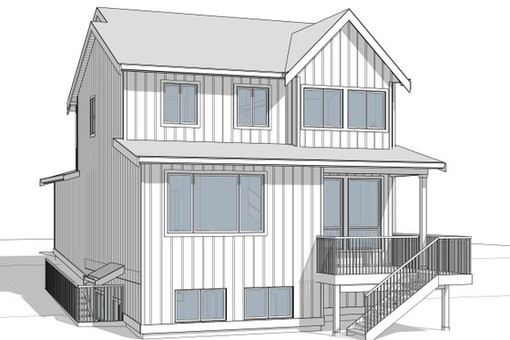 Exterior - Rear Elevation 4 for Farmhouse House Plan #1114-110 - 4 bed, 2.5 bath