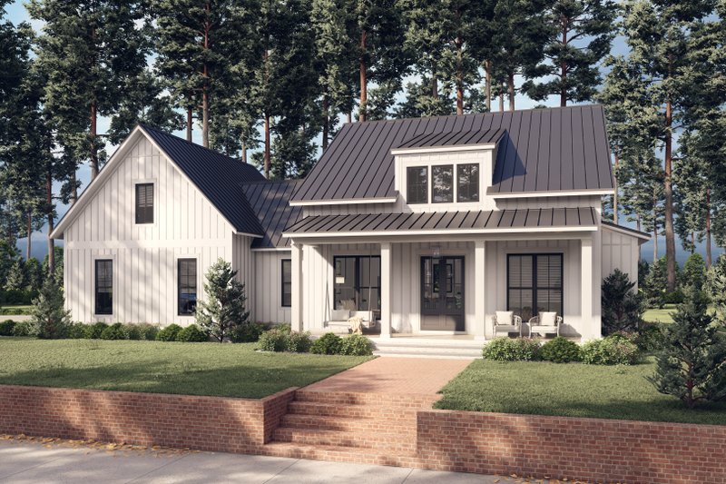 House Blueprint - Farmhouse Exterior - Front Elevation Plan #430-256