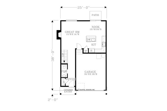 Floor Plan - Main Floor for Craftsman House Plan #53-621 - 3 bed, 2.5 bath