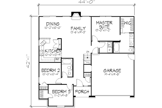 Floor Plan - Main Floor for Traditional House Plan #320-410 - 3 bed, 2 bath