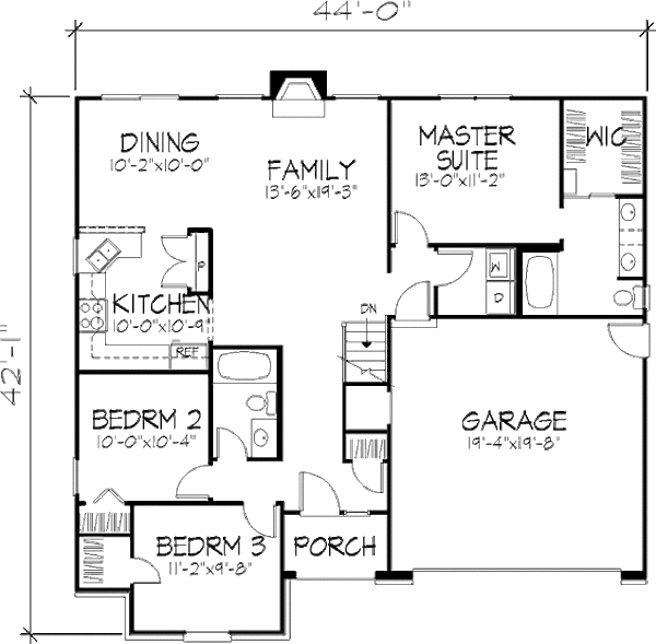 Architectural House Design - Traditional Floor Plan - Main Floor Plan #320-410