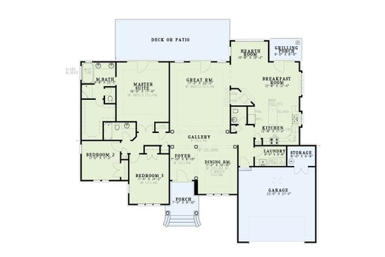 Floor Plan - Main Floor for European House Plan #17-518 - 3 bed, 2.5 bath