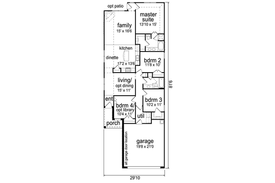 Floor Plan - Main Floor for Traditional House Plan #84-565 - 4 bed, 2 bath