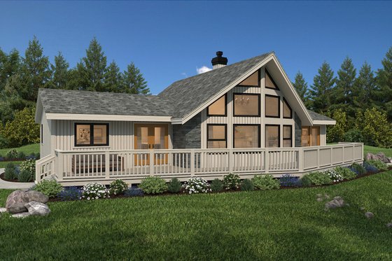 Exterior - Front Elevation 4 for Cabin House Plan #47-880 - 3 bed, 2 bath