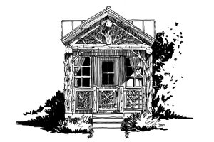 Exterior - Front Elevation 3 for Log House Plan #942-45 - 1 bed, 1 bath