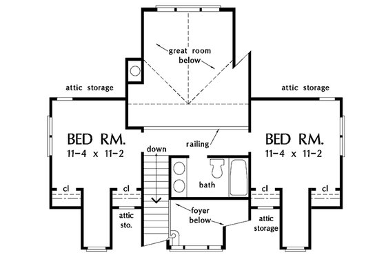 Floor Plan - Upper Floor for Country House Plan #929-37 - 3 bed, 2.5 bath