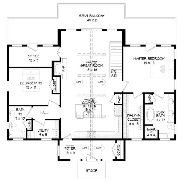 Country Floor Plan - Main Floor Plan #932-363