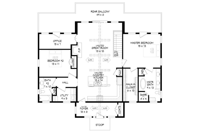Dream House Plan - Floor Plan - Main Floor for Country House Plan #932-363 - 2 bed, 2 bath