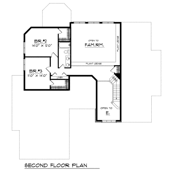 Traditional Floor Plan - Upper Floor Plan #70-423