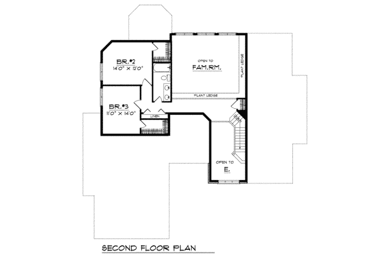 Home Plan - Floor Plan - Upper Floor for Traditional House Plan #70-423 - 3 bed, 2.5 bath
