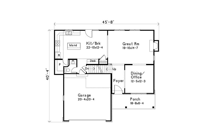 Architectural House Design - Floor Plan - Main Floor for Traditional House Plan #22-641 - 3 bed, 2.5 bath