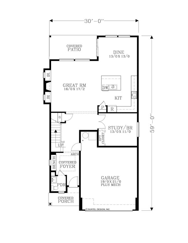 Craftsman Floor Plan - Main Floor Plan #53-691