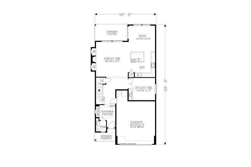 Architectural House Design - Floor Plan - Main Floor for Craftsman House Plan #53-691 - 5 bed, 2.5 bath