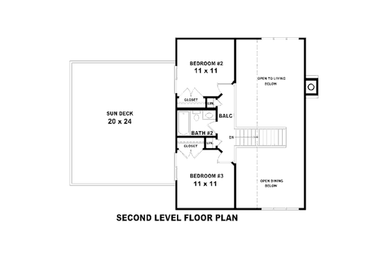 Floor Plan - Upper Floor for Contemporary House Plan #81-13767 - 3 bed, 2 bath